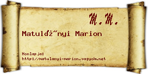 Matulányi Marion névjegykártya